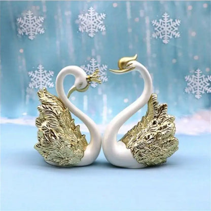 Mini Swan Couple Model Figurine Collectibles