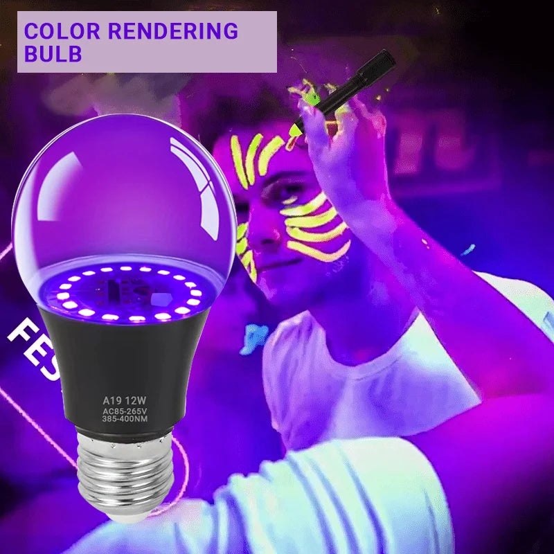 12W E27 UV LED Bulb - Purple Black Light