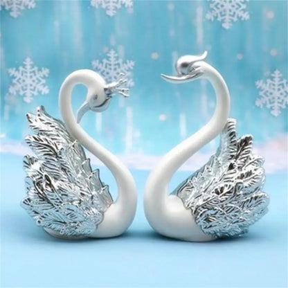 Mini Swan Couple Model Figurine Collectibles