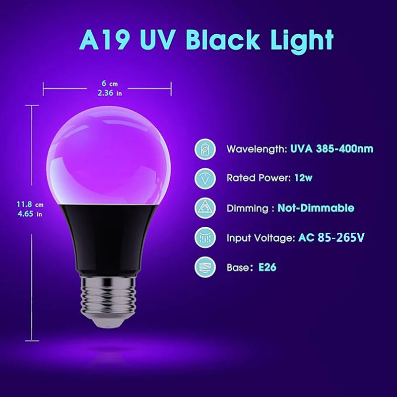 12W E27 UV LED Bulb - Purple Black Light